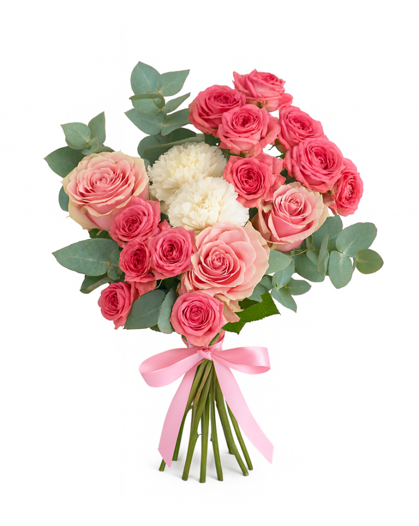 Bílo-růžový pugét Standard