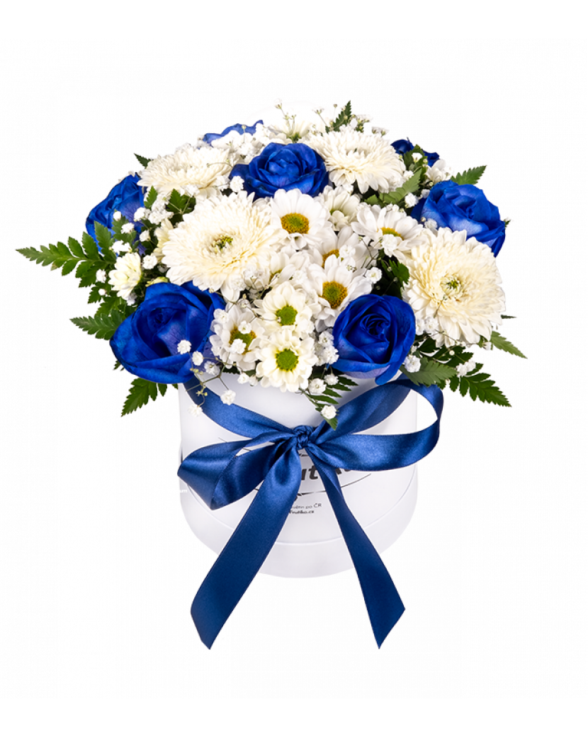 Krabice modrých růží mix Standard