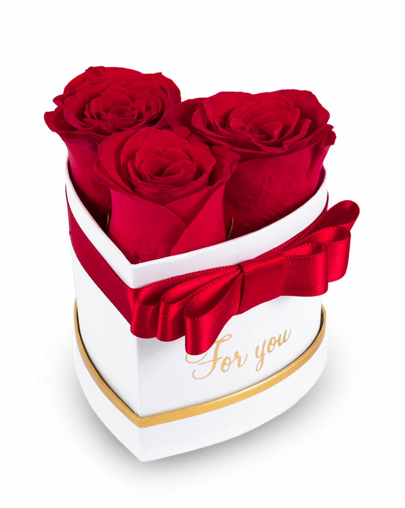 Srdcová krabice růží 3 Ks Standard