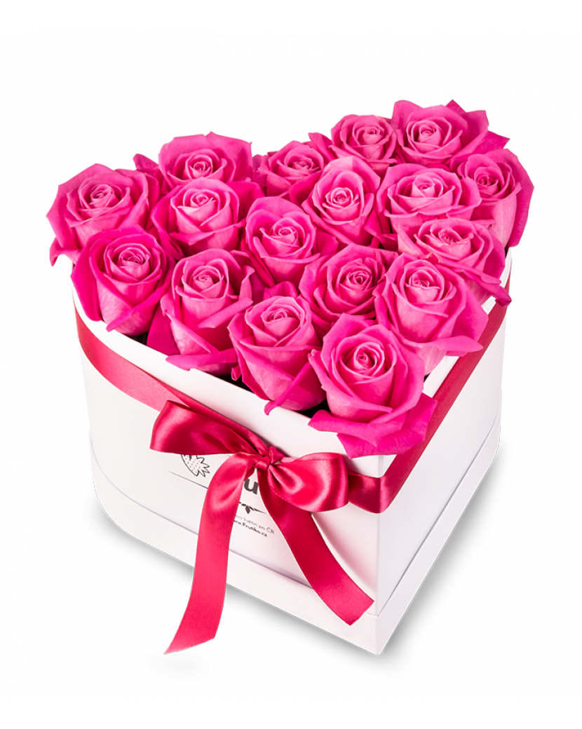 Bílé srdce růžových růží 22 - 23 ks