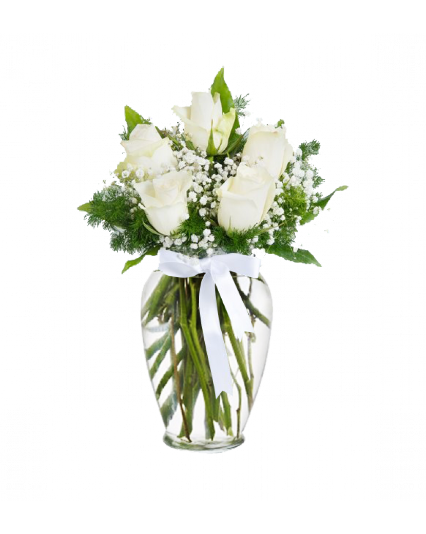 Bílé růže se zdobením 15 Ks