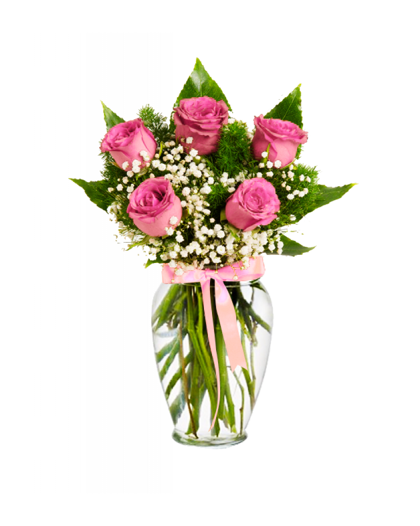 Růžové růže se zdobením 15 Ks