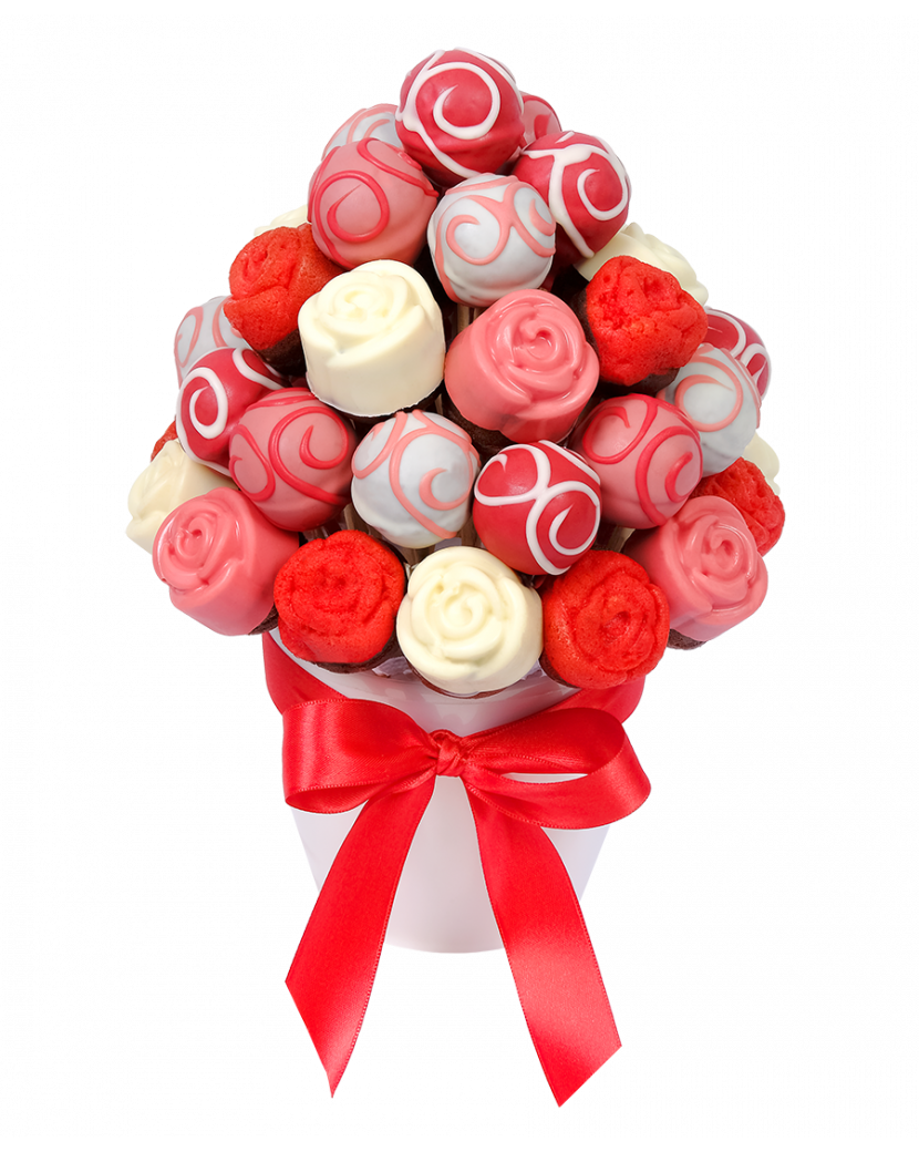 Dortová kytice Růžový popcake Malý (S)