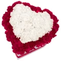 Red and White Carnations White Heart Box 3