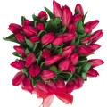 White Oval Box of Red Tulips 3