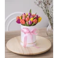 White Oval Box Colorful Tulips 4