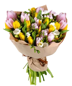 Bouquet Yellow Pink Tulips