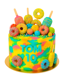 Colorful Cake with Donuts