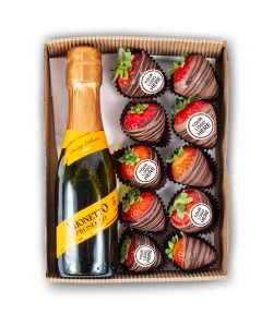 Strawberries and Prosecco with Logo