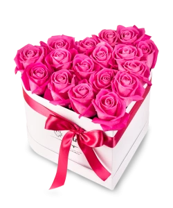Pink Roses White Heart Box