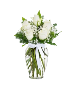 White Roses with gypsophile