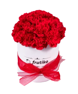 Red Carnations White Oval Box