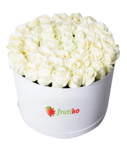 Oval White Roses Box