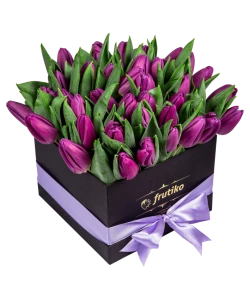 Schwarze Schachtel lila Tulpen