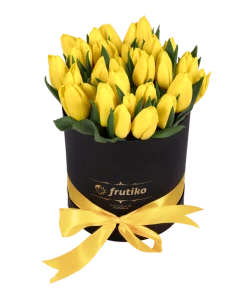 Black Box Oval of Yellow Tulips