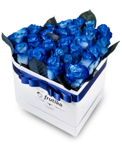 Blue Roses White Heart Box