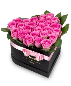 Pink Roses Black Heart Box