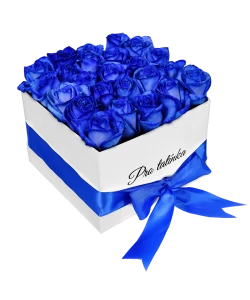 White Box of Blue Roses For dad