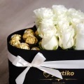 Heart Box White Rose + Ferrero Rocher 4