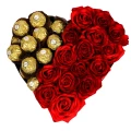 Schachtel mit roten Rosen & Ferrero Rocher 2