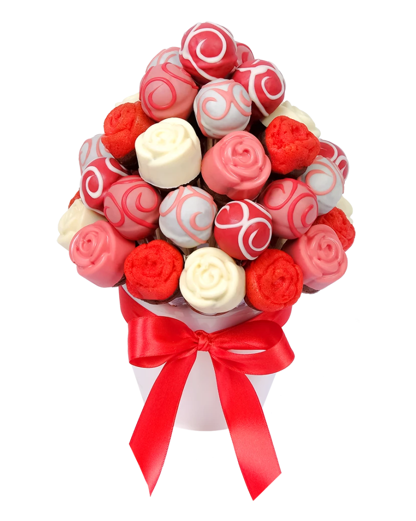 Pink bouquet from popcakes