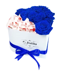 Heart Box Blue Roses Raffaello