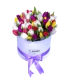 White Oval Box Colorful Tulips