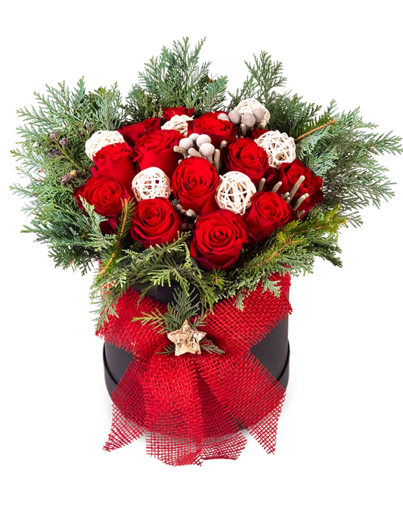 Vánoční krabička s růžemi